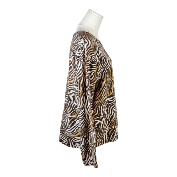 SET OF 2 Kim Rogers Animal Print Long Sleeve Tops XL – Zebra & Abstract Duo - Picture 9 of 11